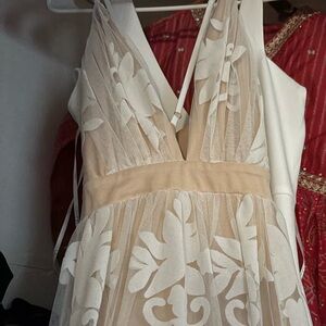 Elegant Cream and White Floral Dress